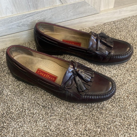 Cole Haan Mens Pinch Shawl Bow II Leather Loafer Shoes SIZE 11.5 D - BURGUNDY - Picture 5 of 9